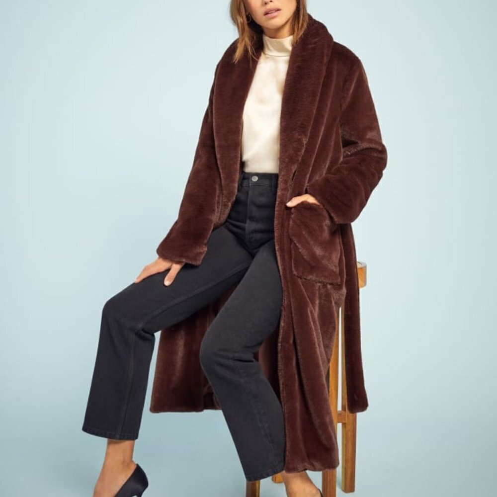 Reformation Hudson Coat in Chocolate size L NWT